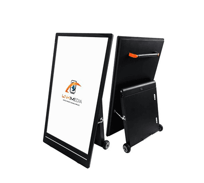 Digital Signage Display Kundenstopper mit Akku (12h) – outdoor & indoor